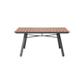 Modern Outdoor Table with Slatted Wooden Top and Metal Frame
