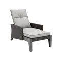 Comfortable Reclining Outdoor Chair with Woven Frame and Cushioned Seat